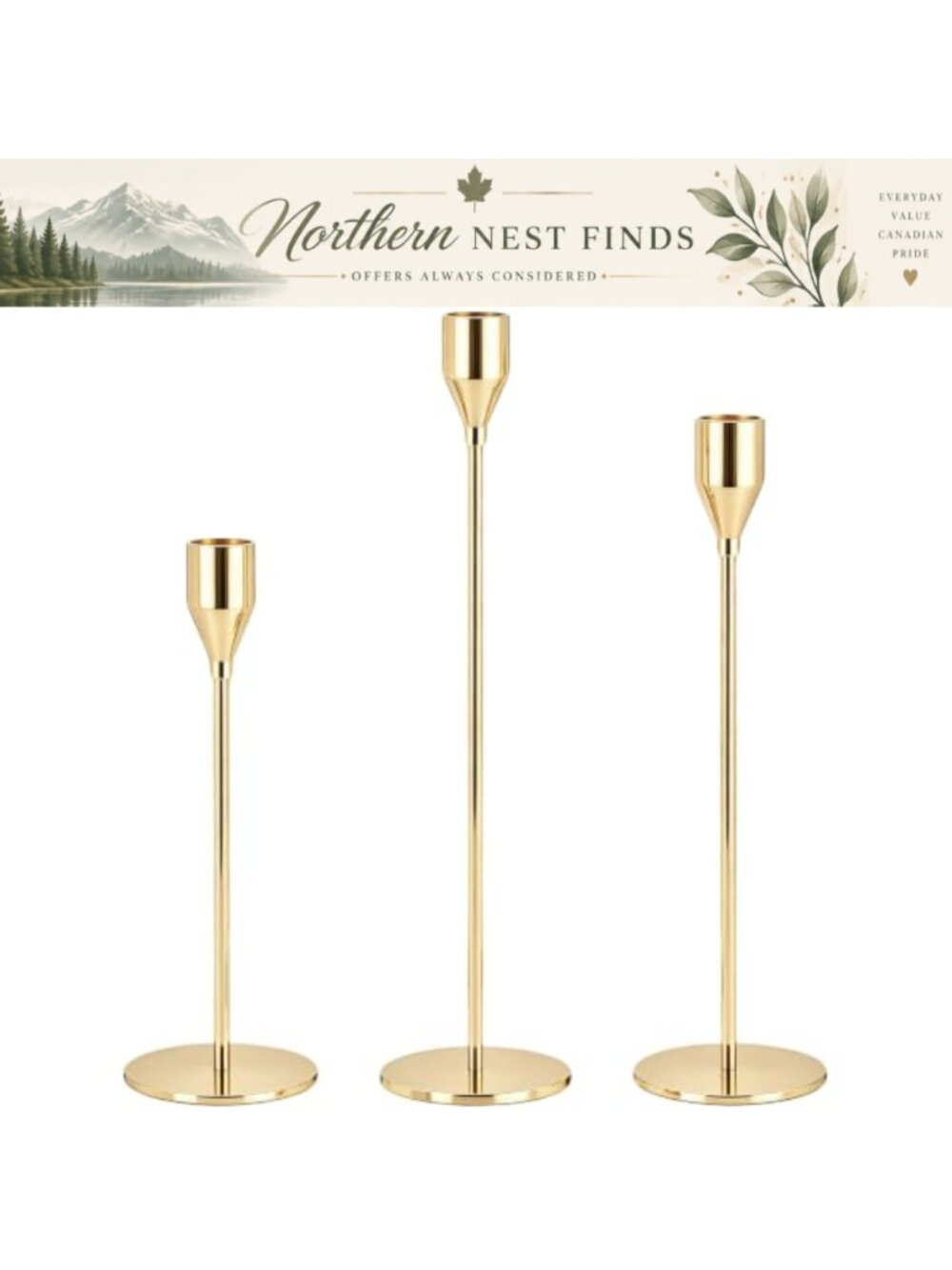 Metal Taper Candle Holders Set of 3 Candlestick Holders Wedding Decor